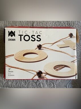 Crown Wooden X and O Strategy Game in Natural and Red